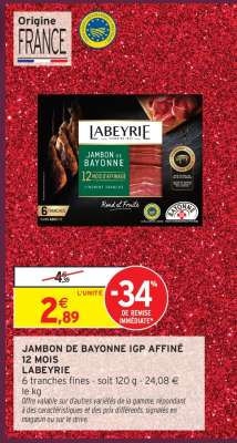 JAMBON DE BAYONNE IGP AFFINÉ 12 MOIS LABEYRIE