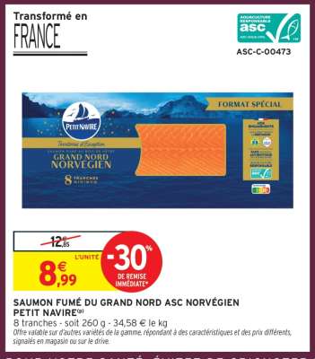 SAUMON FUMÉ DU GRAND NORD ASC NORVÉGIEN PETIT NAVIRE