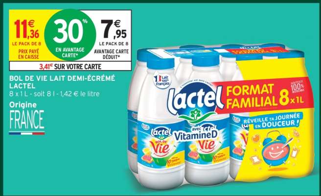 BOL DE VIE LAIT DEMI-ÉCRÉMÉ LACTEL