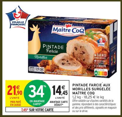 PINTADE FARCIE AUX MORILLES SURGELÉE MAÎTRE COQ