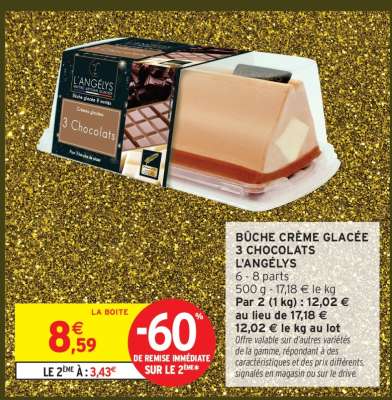 BÛCHE CRÈME GLACÉE 3 CHOCOLATS L'ANGÉLYS