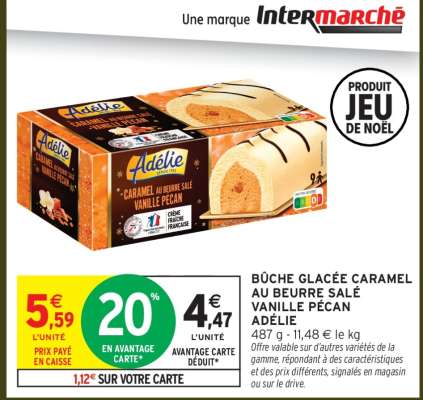 BÛCHE GLACÉE CARAMEL AU BEURRE SALÉ VANILLE PÉCAN ADÉLIE