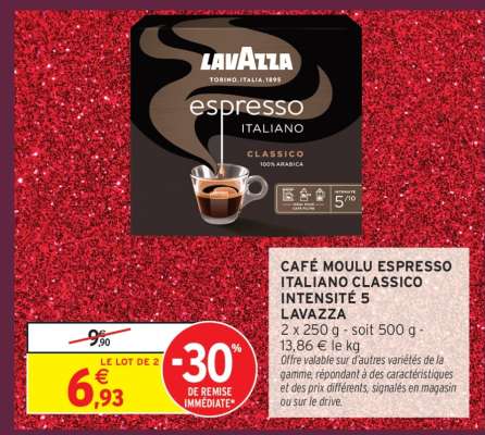 Café Moulu Espresso Italiano Classico Intensité 5 Lavazza