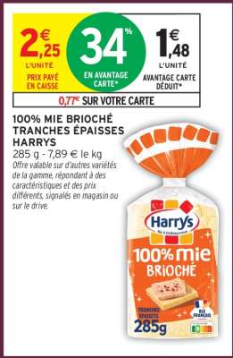 100% Mie Brioché Tranches Épaisses Harrys