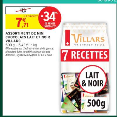 ASSORTIMENT DE MINI CHOCOLATS LAIT ET NOIR VILLARS