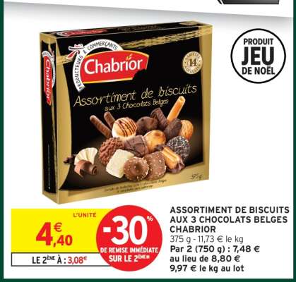 ASSORTIMENT DE BISCUITS AUX 3 CHOCOLATS BELGES CHABRIOR