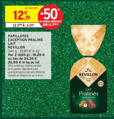 PAPILLOTES EXCEPTION PRALINÉ LAIT REVILLON