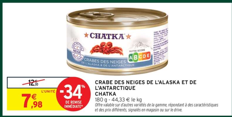 CRABE DES NEIGES DE L'ALASKA ET DE L'ANTARCTIQUE CHATKA