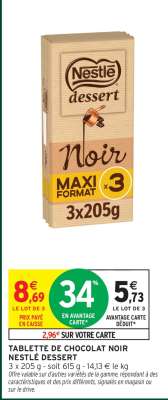 Tablette de Chocolat Noir Nestlé Dessert