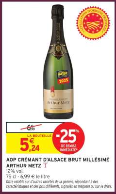 AOP CRÉMANT D'ALSACE BRUT MILLESIMÉ ARTHUR METZ