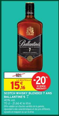 SCOTCH WHISKY BLENDED 7 ANS BALLANTINE'S