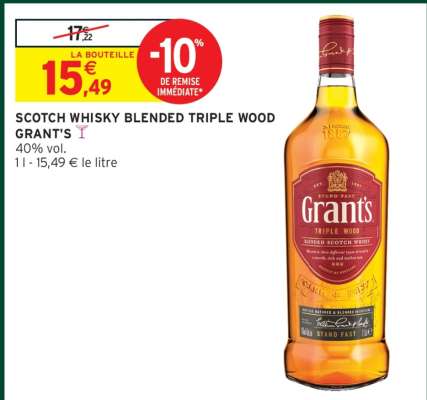 GRANT'S SCOTCH WHISKY BLENDED TRIPLE WOOD