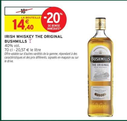 IRISH WHISKEY THE ORIGINAL "BUSHMILLS"
