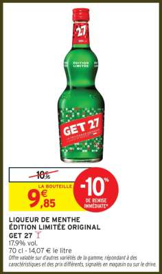 LIQUEUR DE MENTHE ÉDITION LIMITÉE ORIGINAL GET 27