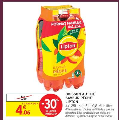 Boisson au thé saveur pêche 'Lipton'