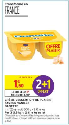 Crème Dessert Offre Plaisir Saveur Vanille Danette