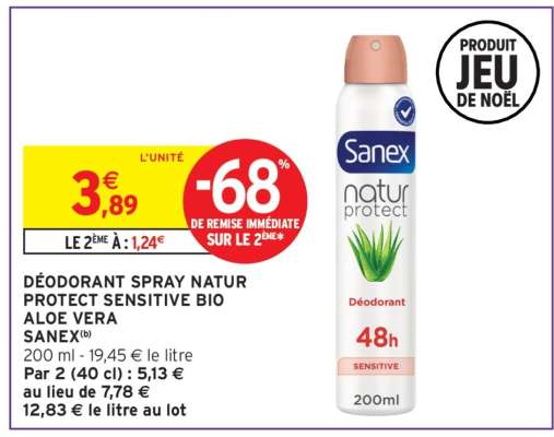 DÉODORANT SPRAY NATUR PROTECT SENSITIVE BIO ALOE VERA SANEX