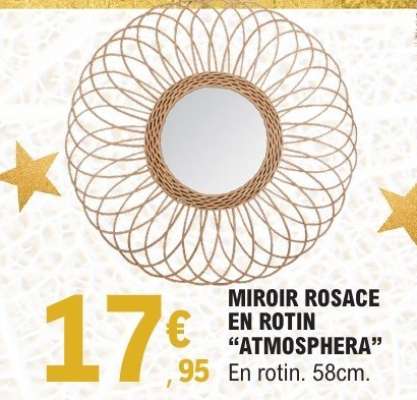 MIROIR ROSACE EN ROTIN "ATMOSPHERA"