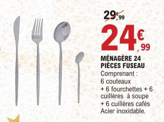 MÉNAGÈRE 24 PIÈCES FUSEAU