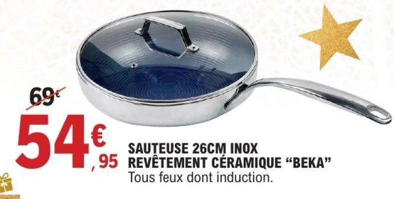 SAUTEUSE 26CM INOX REVÊTEMENT CÉRAMIQUE "BEKA"
