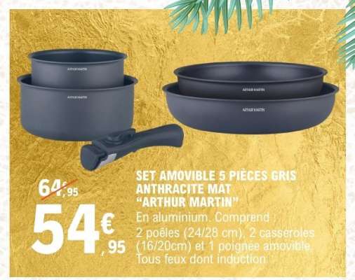 SET AMOVIBLE 5 PIÈCES GRIS ANTHRACITE MAT “ARTHUR MARTIN”