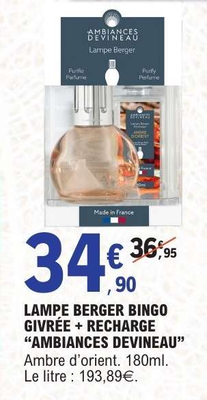 LAMPE BERGER BINGO GIVRÉE + RECHARGE "AMBIANCES DEVINEAU"