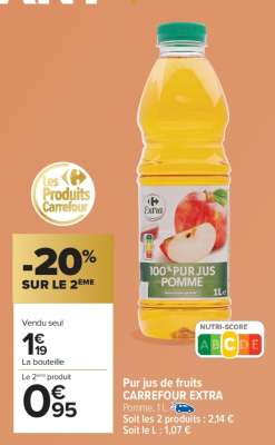 Pur jus de fruits CARREFOUR EXTRA