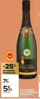 A.O.P. CRÉMANT D'ALSACE MÉDAILLE ARTHUR METZ