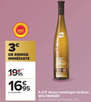 A.O.P. Alsace vendanges tardives WOLFBERGER