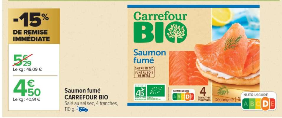 Saumon fumé CARREFOUR BIO