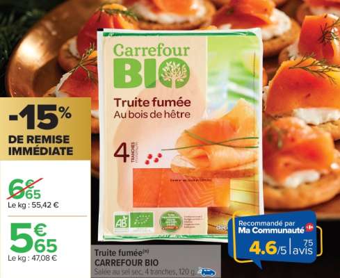 Truite fumée CARREFOUR BIO