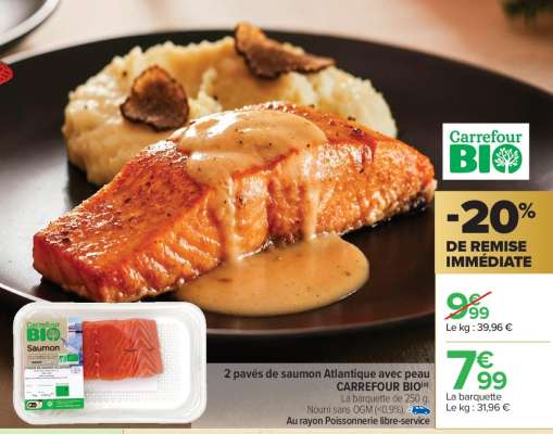 Saumon Atlantique avec peau CARREFOUR BIO