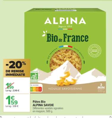 Pâtes Bio ALPINA SAVOIE