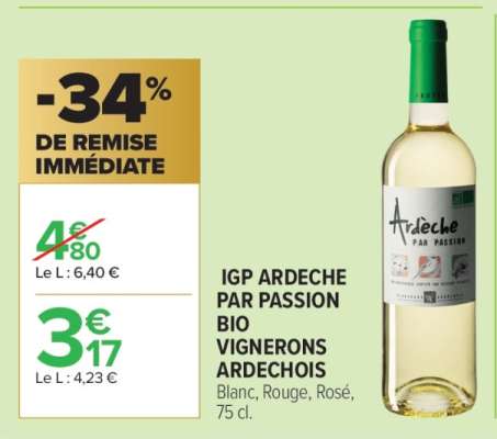 IGP ARDECHE PAR PASSION BIO VIGNERONS ARDECHOIS