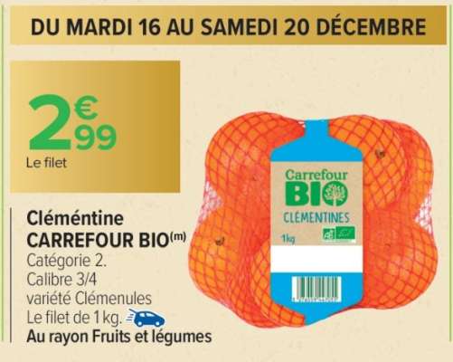 Cléméntine CARREFOUR BIO