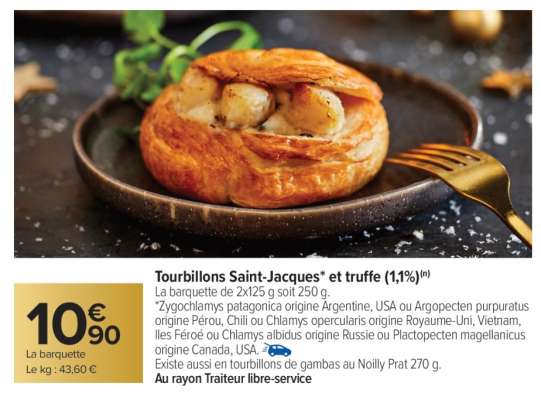 Tourbillons Saint-Jacques* et truffe (1,1%)