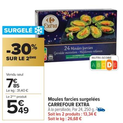 Moules farcies surgelées CARREFOUR EXTRA