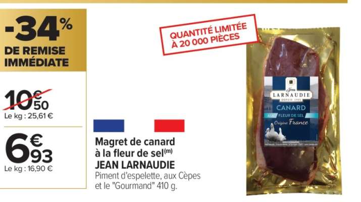 Magret de canard à la fleur de sel JEAN LARNAUDIE