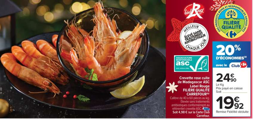 Crevette rose cuite de Madagascar ASC