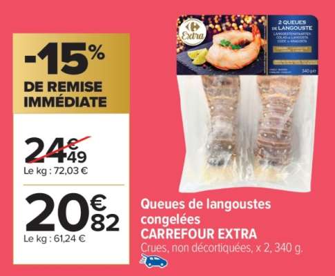 Queues de langoustes congelées CARREFOUR EXTRA