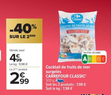 Cocktail de fruits de mer surgelés CARREFOUR CLASSIC’