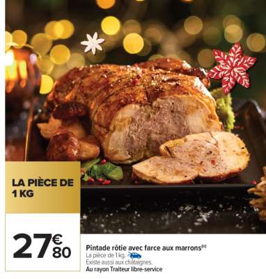 Pintade rôtie avec farce aux marrons