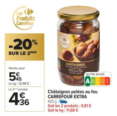 Châtaignes pelées au feu CARREFOUR EXTRA