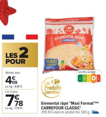 Emmental râpé "Maxi Format" CARREFOUR CLASSIC