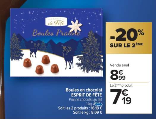 Boules en chocolat ESPRIT DE FÊTE