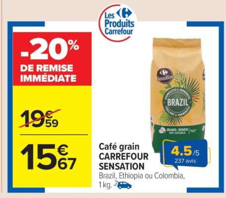 Café grain CARREFOUR SENSATION