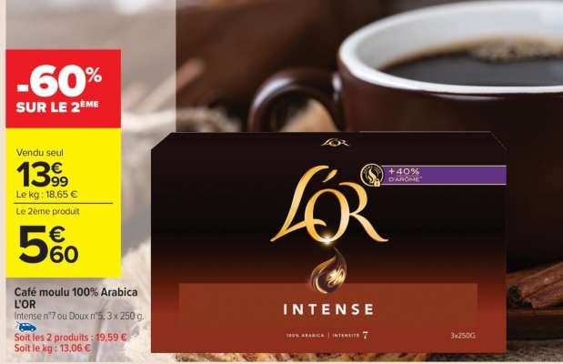 Café moulu 100% arabica L'OR