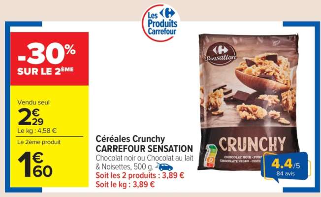 Céréales Crunchy CARREFOUR SENSATION