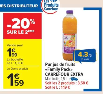 Pur jus de fruits "Family Pack" CARREFOUR EXTRA