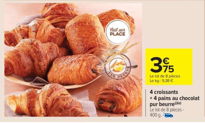 4 Croissants + 4 Pains au chocolat pur beurre